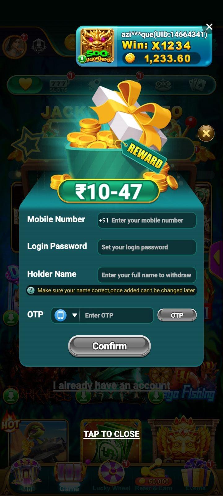 Yono Game Registration Form