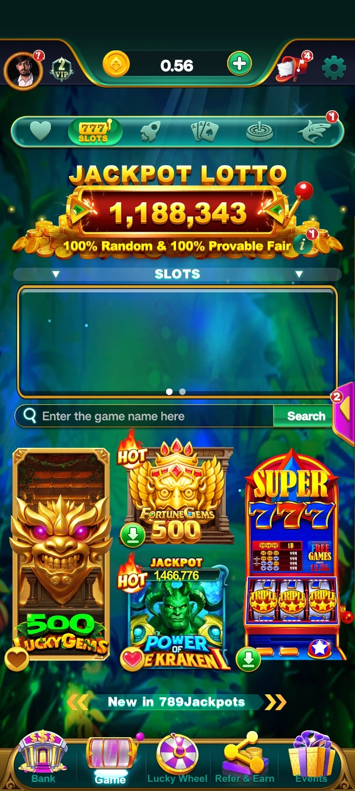 789Jackpots app interface 2