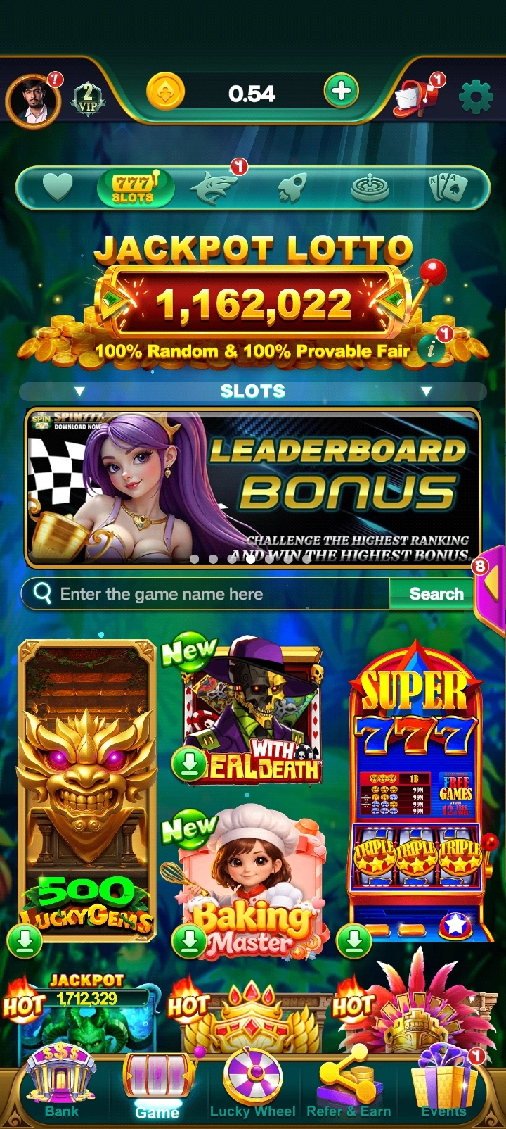 SPIN777 app interface 3