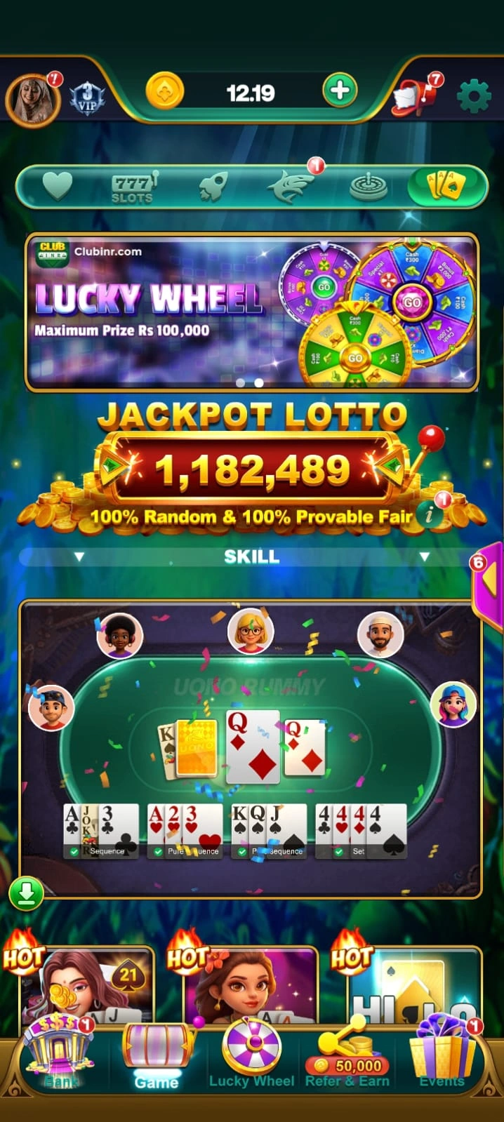 Club INR app interface 2