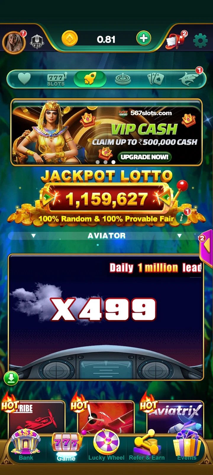 567SLOTS app interface 3