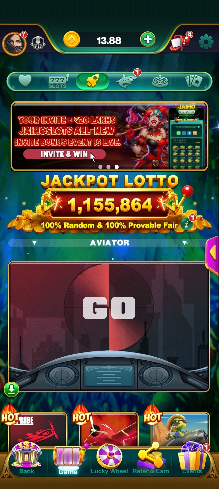 JaihoSlots app interface 3