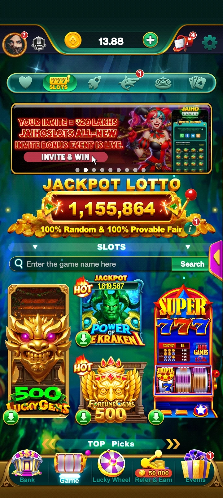 JaihoSlots app interface 4