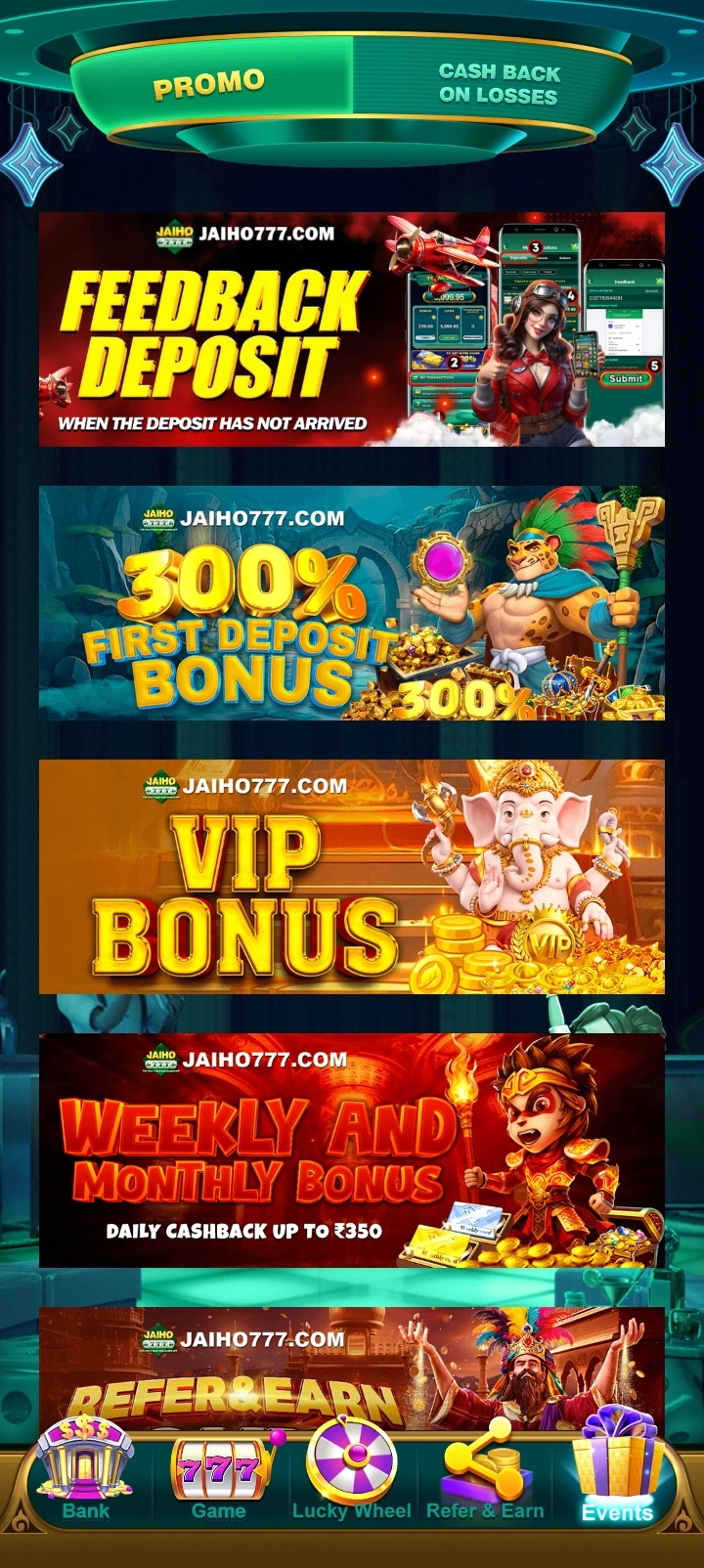 Jaiho 777 app interface 2