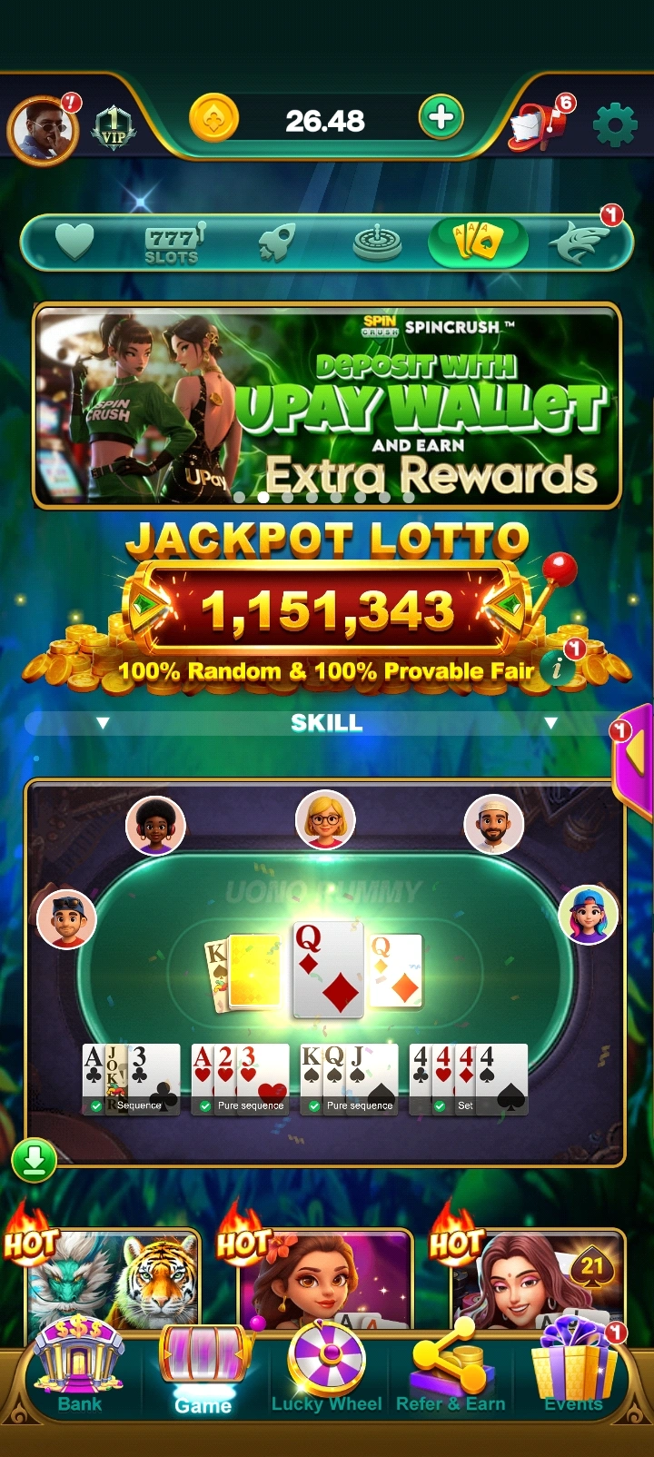 Spin Crush app interface 2