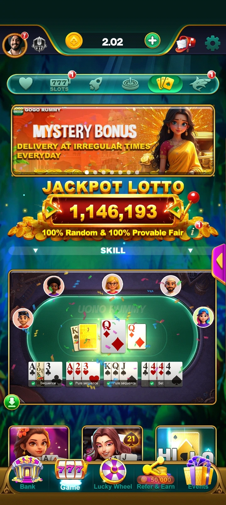 Gogo Rummy app interface 2