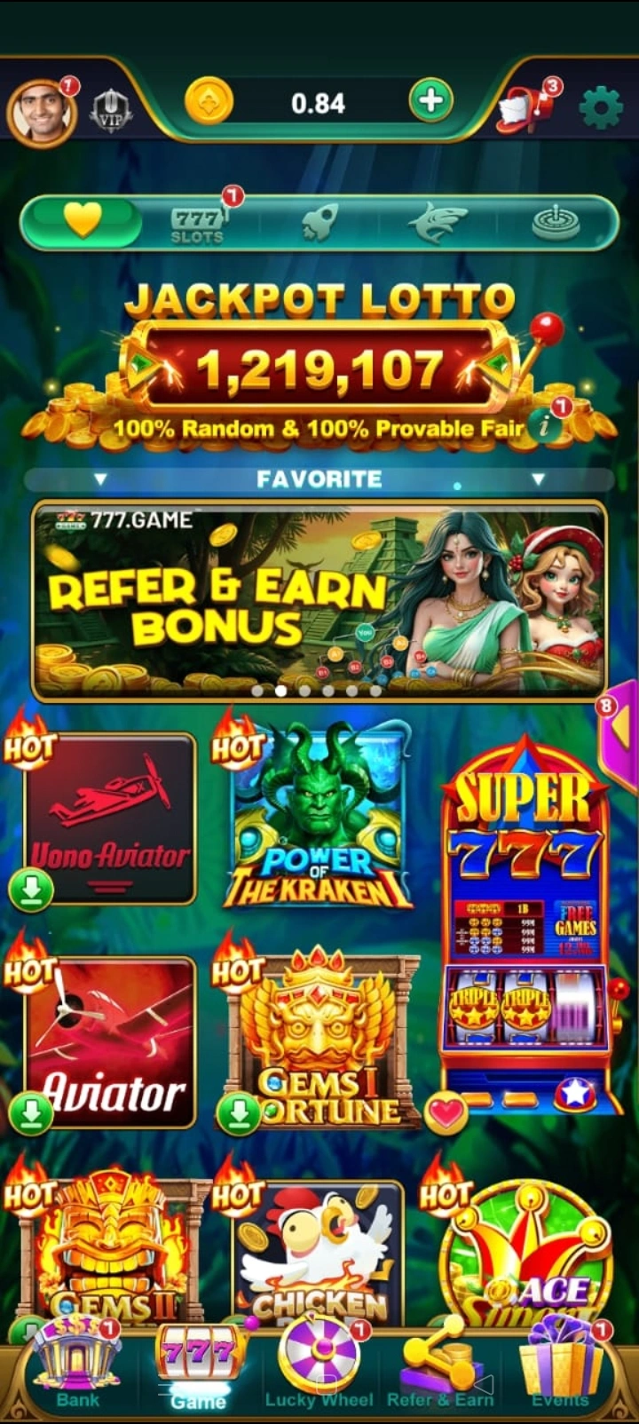 777 Game app interface 3