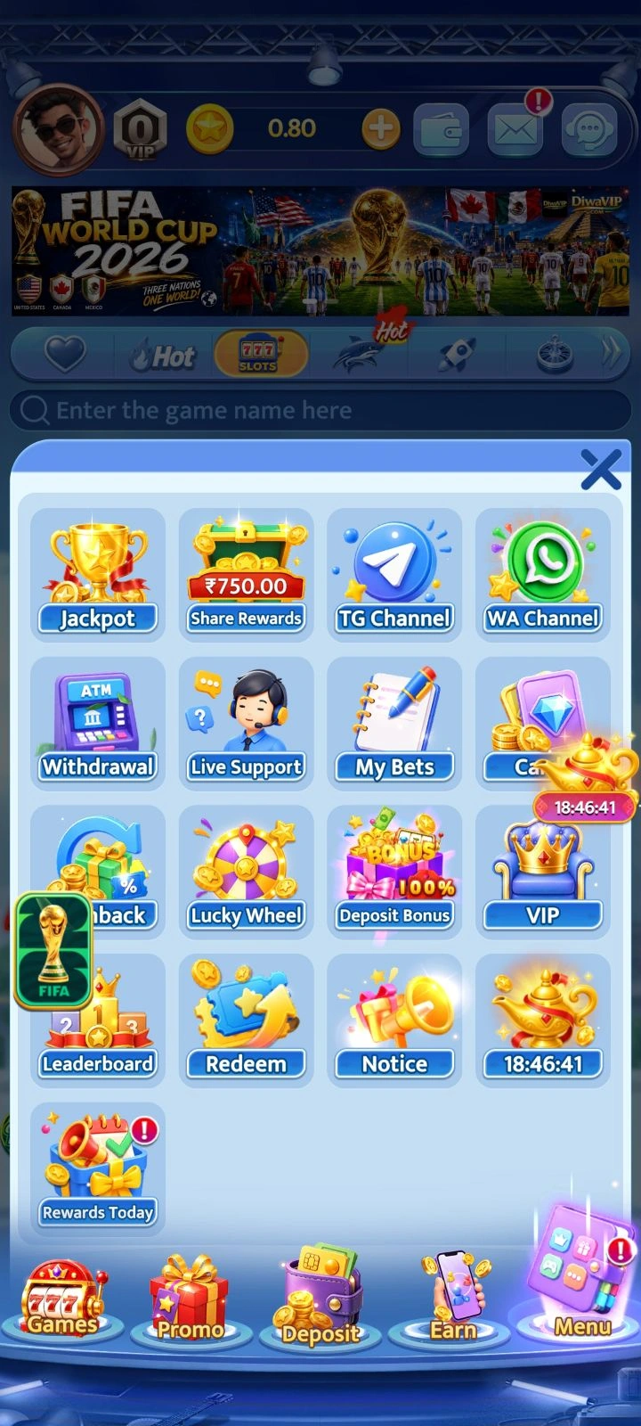 Diwavip Game app interface 5