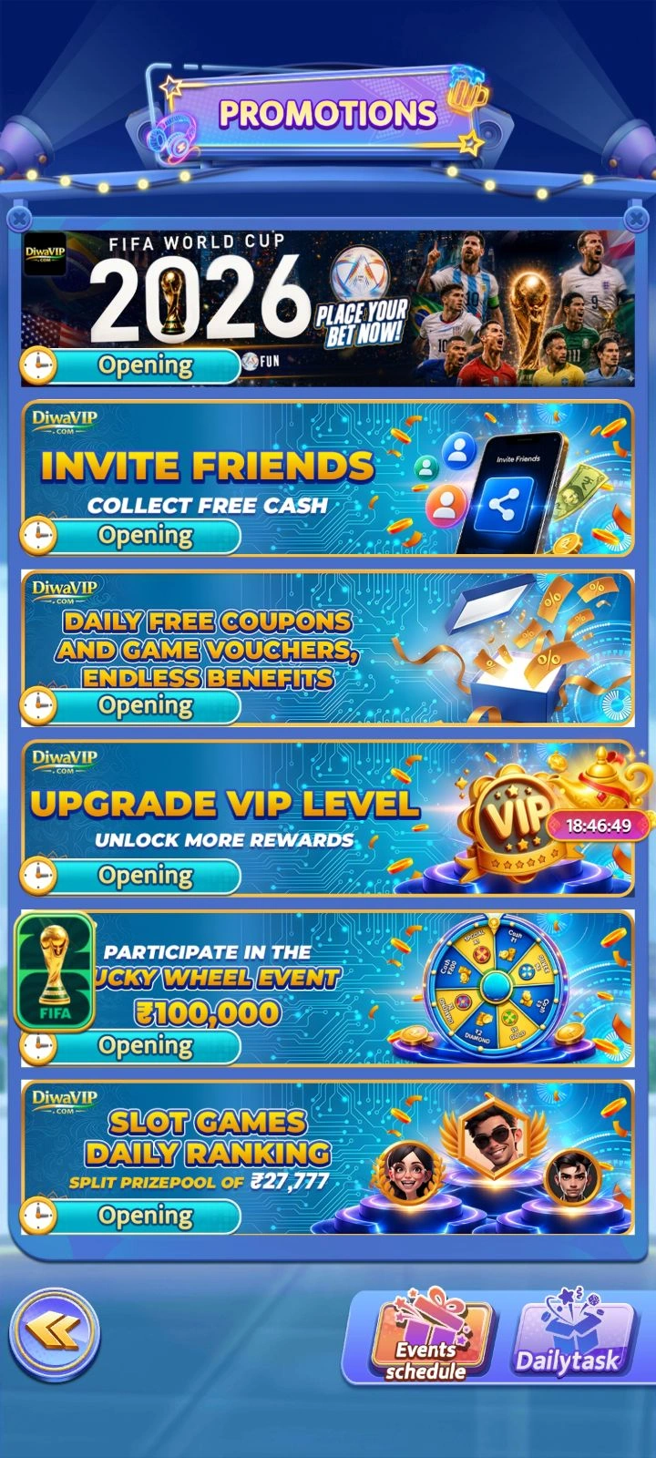 Diwavip Game app interface 4