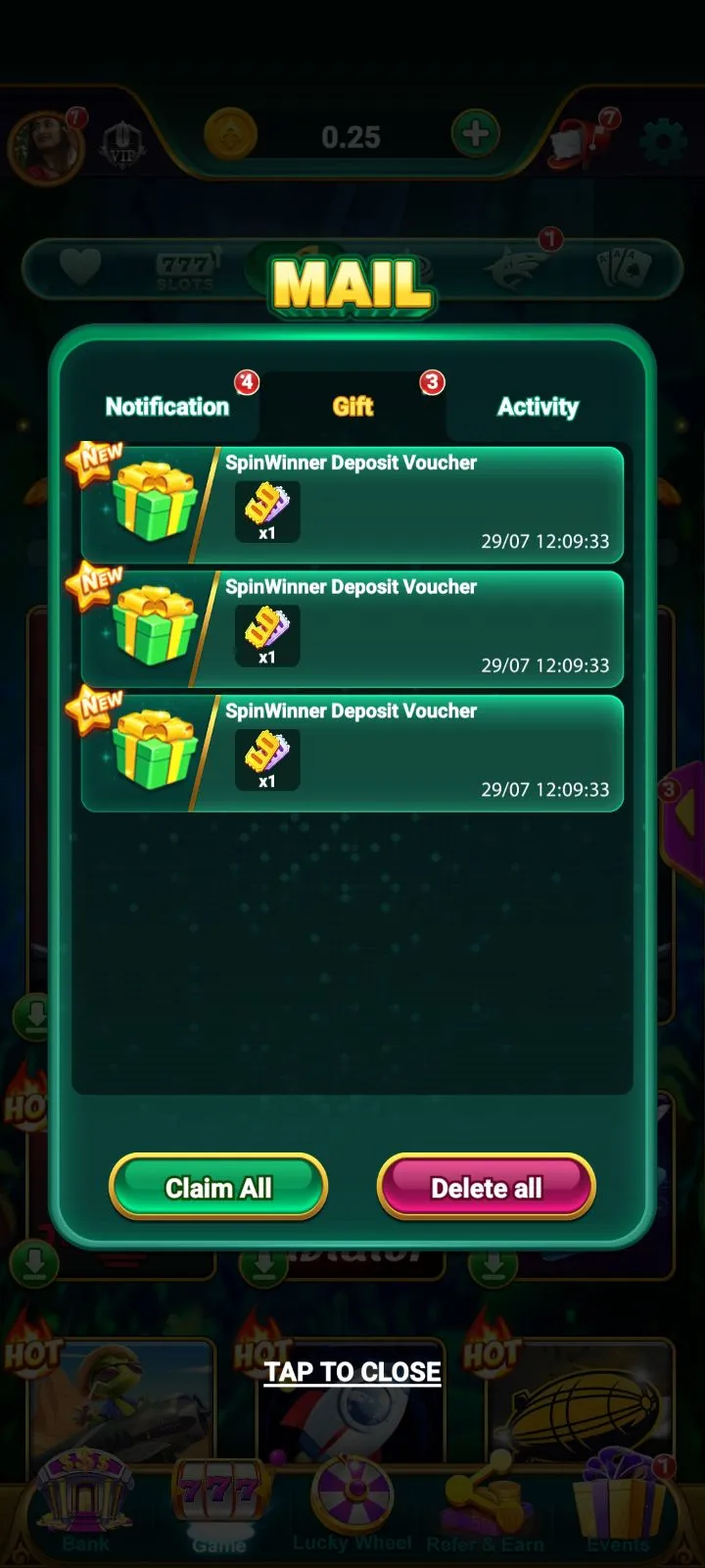 Spin Winnner app interface 4