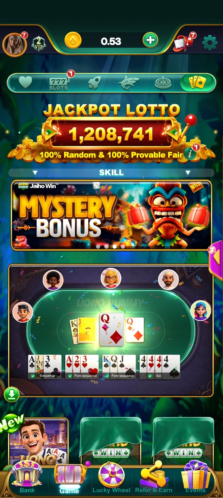 Jaiho Win app interface 2