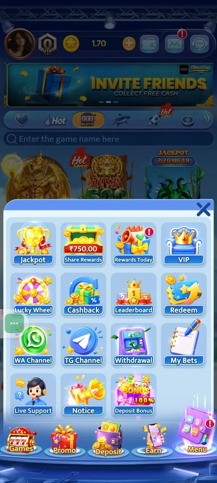 DiwaTop app interface 2